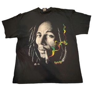 00s Bob Marley Black T Shirt Zion Rootswear Reggae Music Tee Kaya Man XL